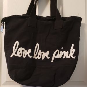 PINK zip top tote bag.